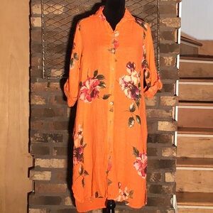 Milio-Milano wild rose dress orange linen S